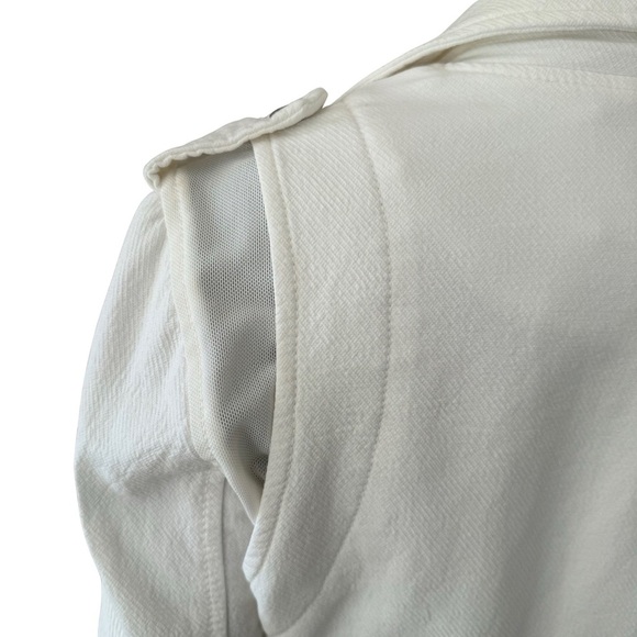 BLANKNYC Cropped Moto Bomber Jacket 100% Cotton “So Icy” White Style 68KG5172NOK - Picture 12 of 15